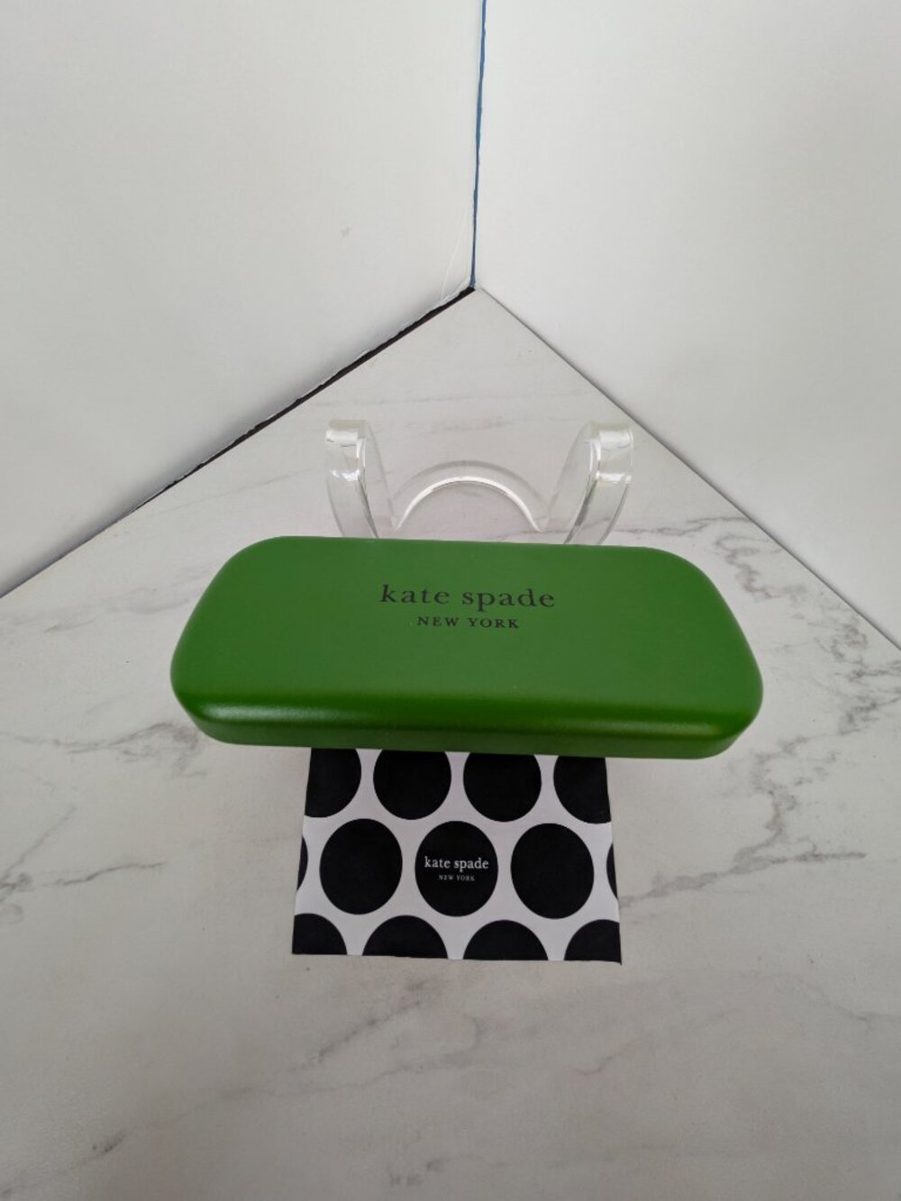 Kate Spade Green and Black Authentic Eyeglass Case with Pockdot Cloth